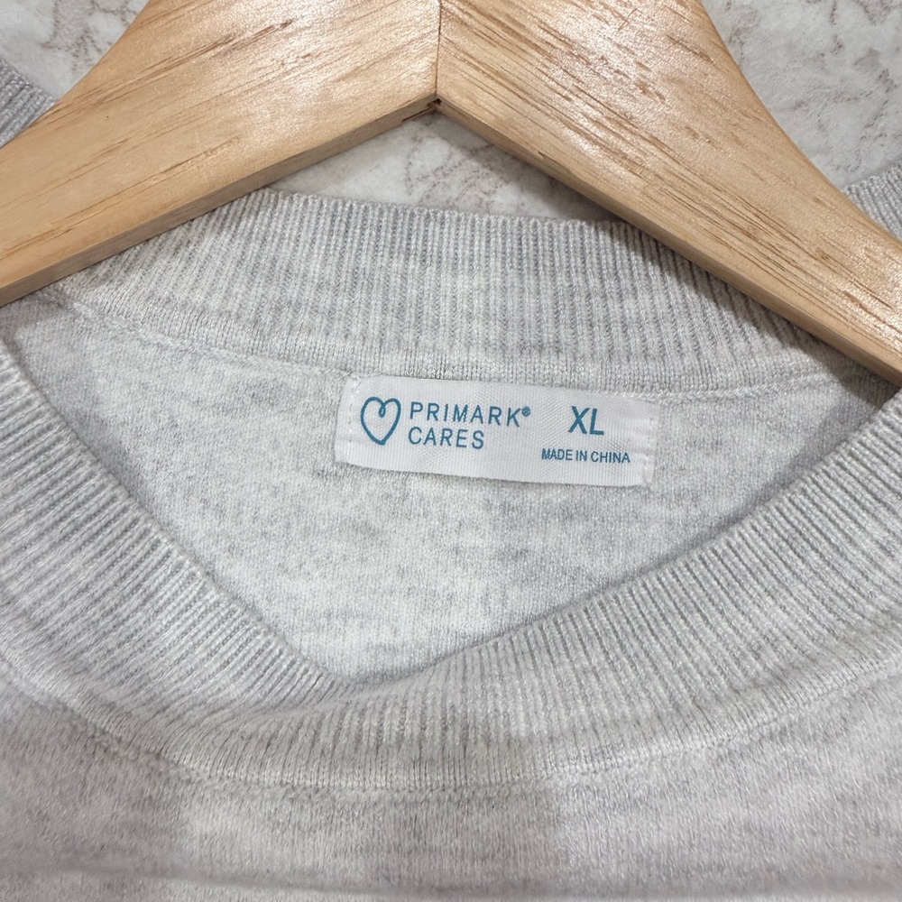 Primark Light Grey Crewneck Sweatshirt with Black Text - Picture 4 of 4